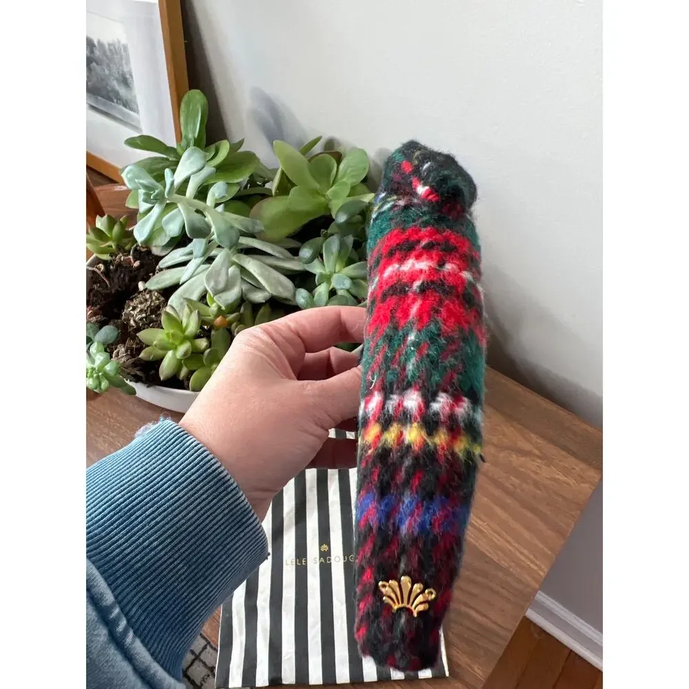 NWT Lele Sadoughi Kids Jet Plaid Flannel Knotted Headband Multi Color One Size